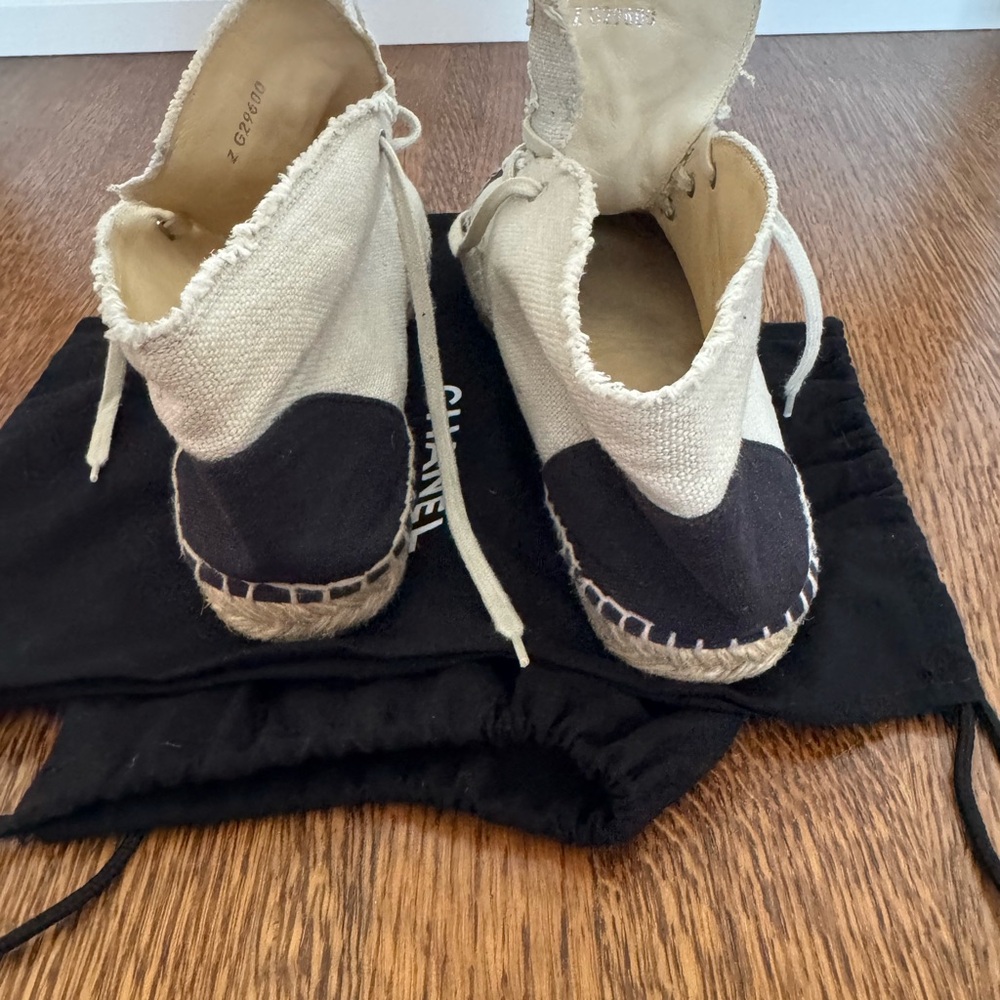 Chic Canvas Espadrille Boots - Black & Cream - Picture 6 of 10
